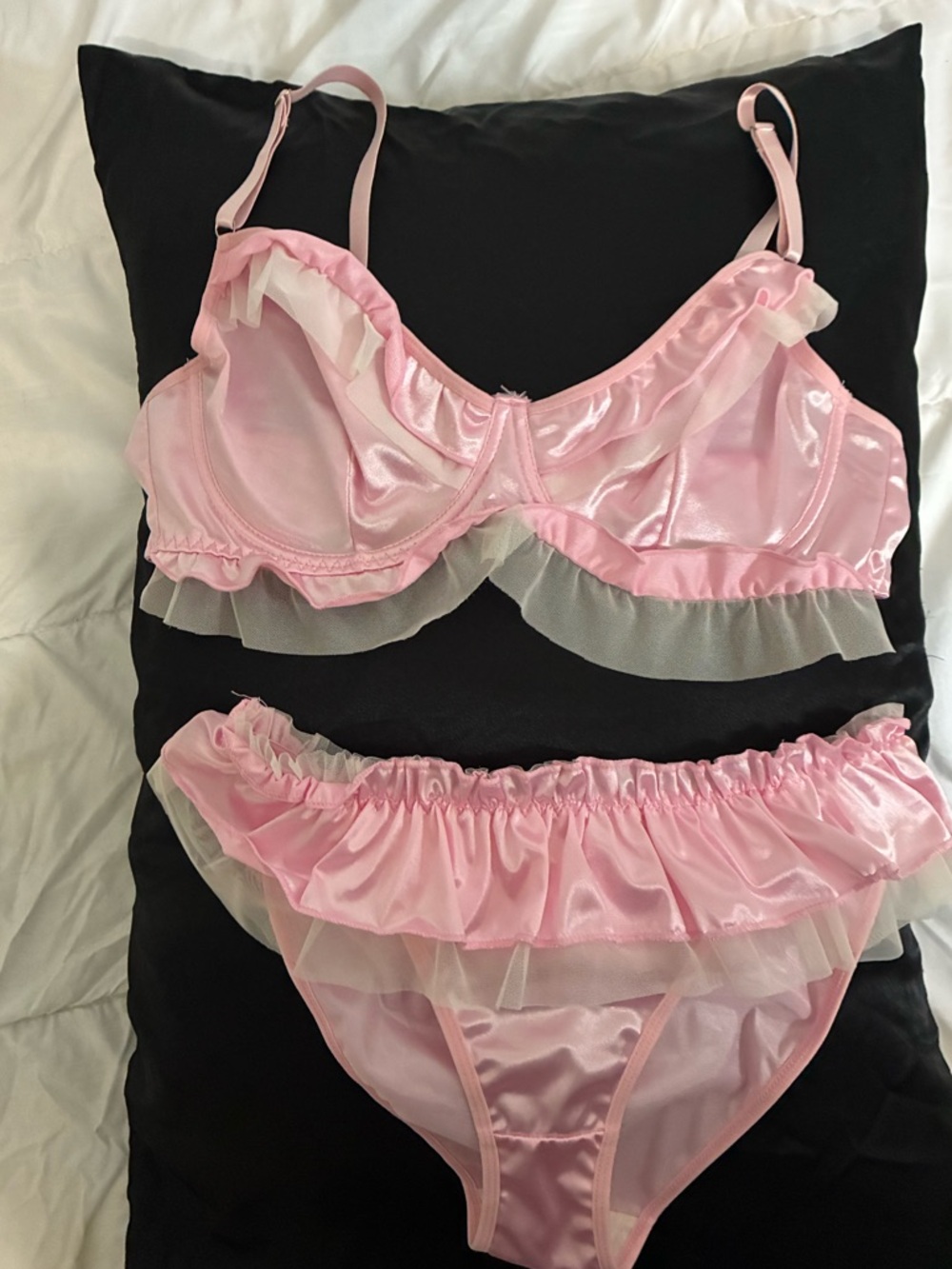 Pink Satin Ruffle Bra  - Women Intimates